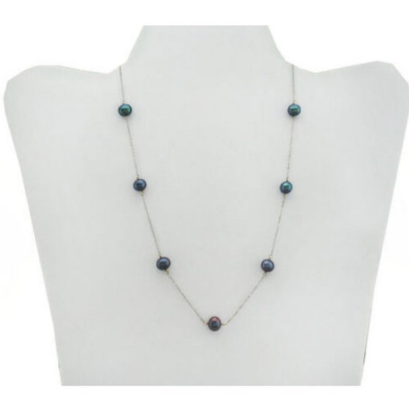 Genuine Tahitians Pearls Necklace 14k White Gold